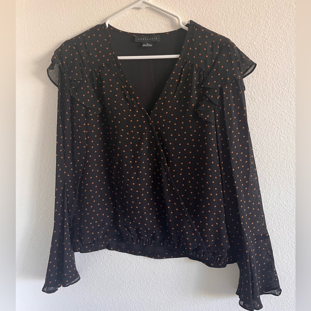 Black and Brown polka dot Blouse